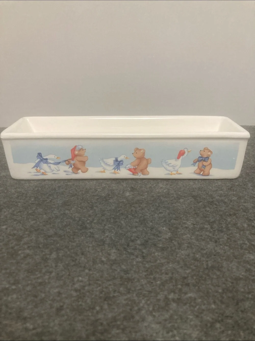 Vintage House of Lloyd 1988 cracker dish geese and teddy bears ceramic